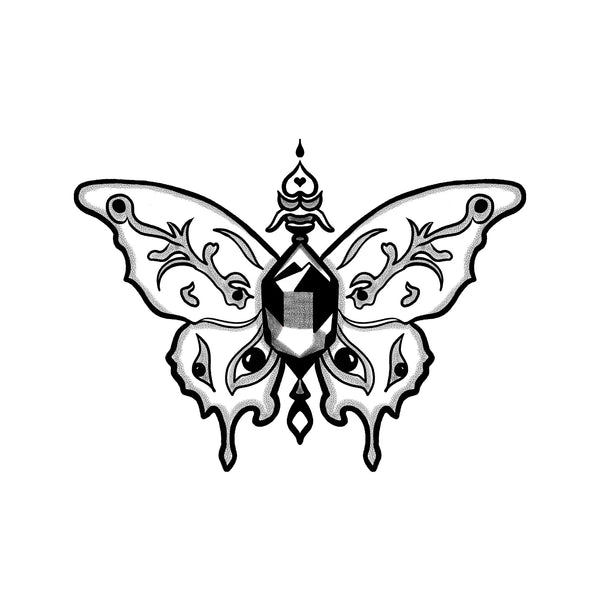 Butterfly & Gemstone Tattoo (4x4 In)