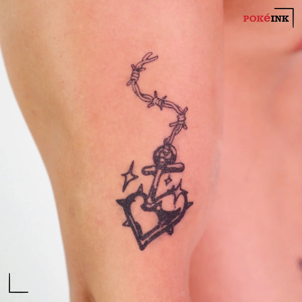 POKéINK Love Anchor Temporary Heart Tattoo