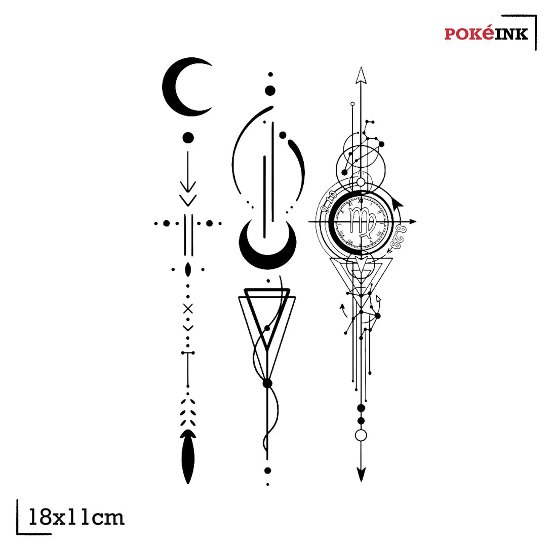 Mysterious Moon Symbol Pack Semi Permanent Tattoo